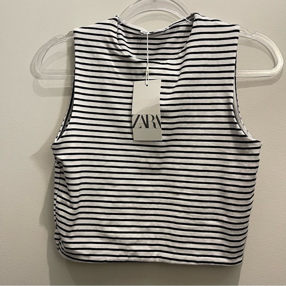 Zara Black and White Striped Tank Top